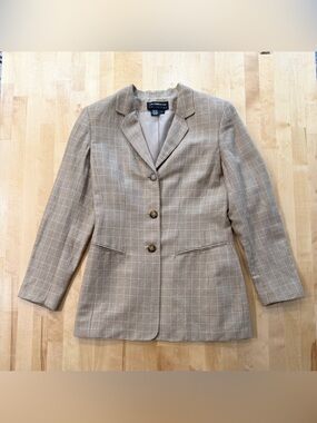 Liz Claiborne Collection Beige/Tan Glen Plaid Women's Blazer Jacket